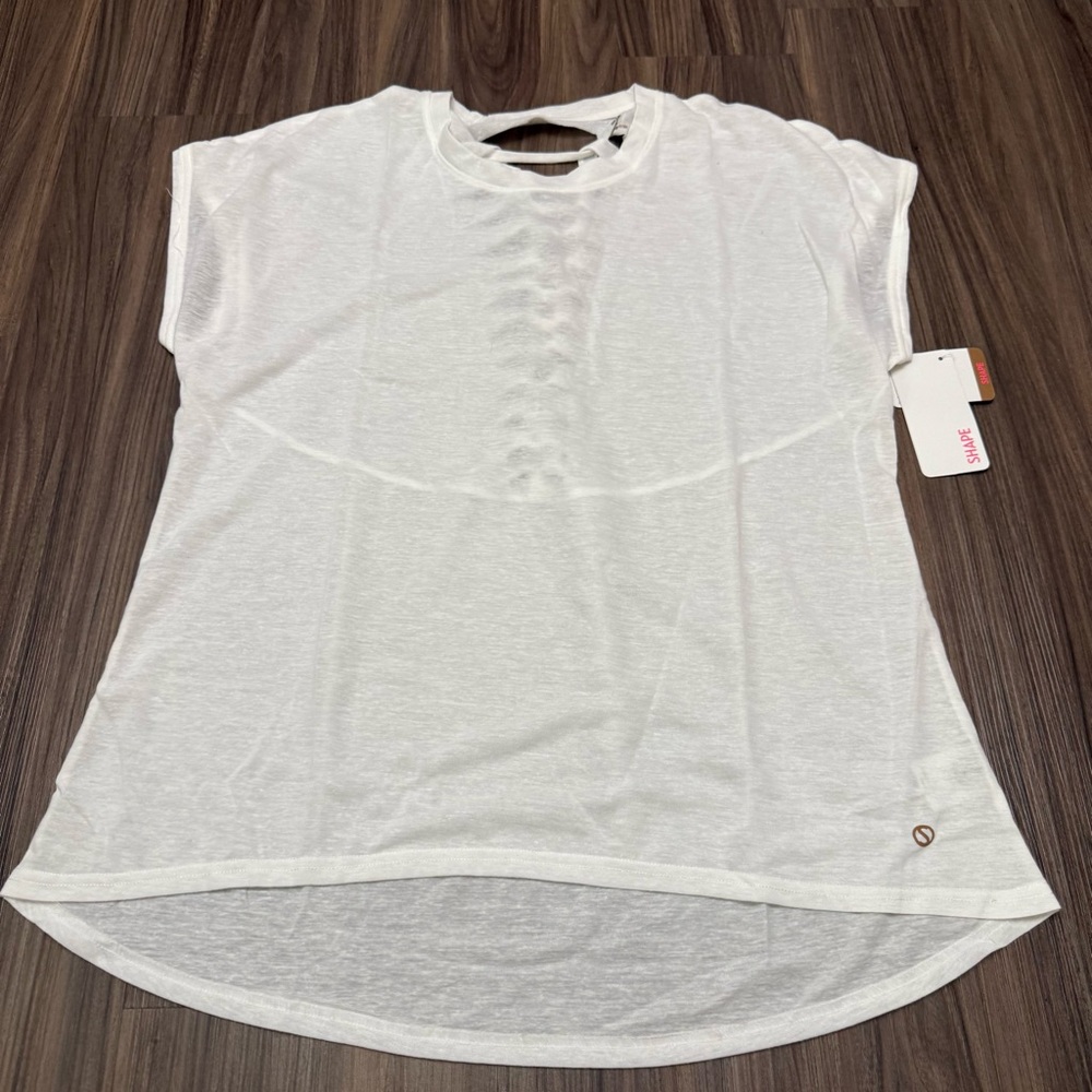 NWT shape women sz XL sheer loose fit white linen blend